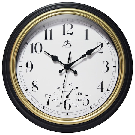 Infinity Instruments Classic Gold Trim Indoor/Outdoor Clock 20304BG-4553
